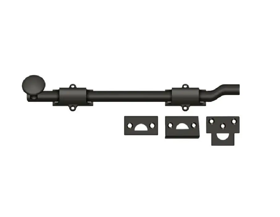 Deltana FPG103 10 Inch Surface Bolt Off-Set Bright Brass Finish