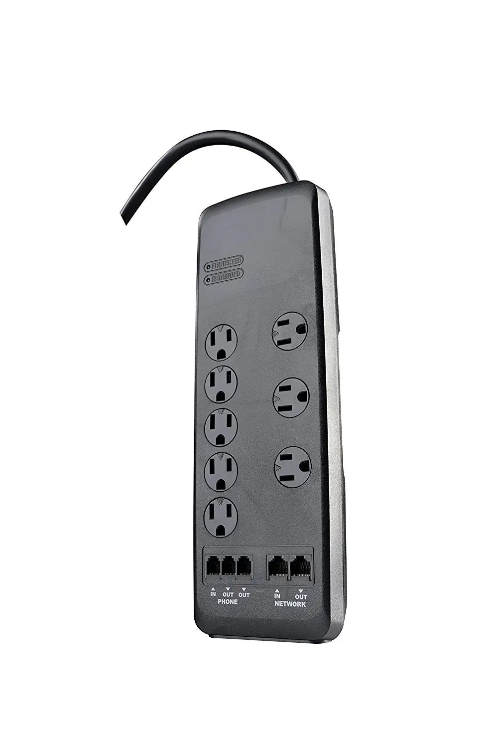Woods 3540J 8-Outlet Multimedia Surge Protector 6-Foot Cord Black