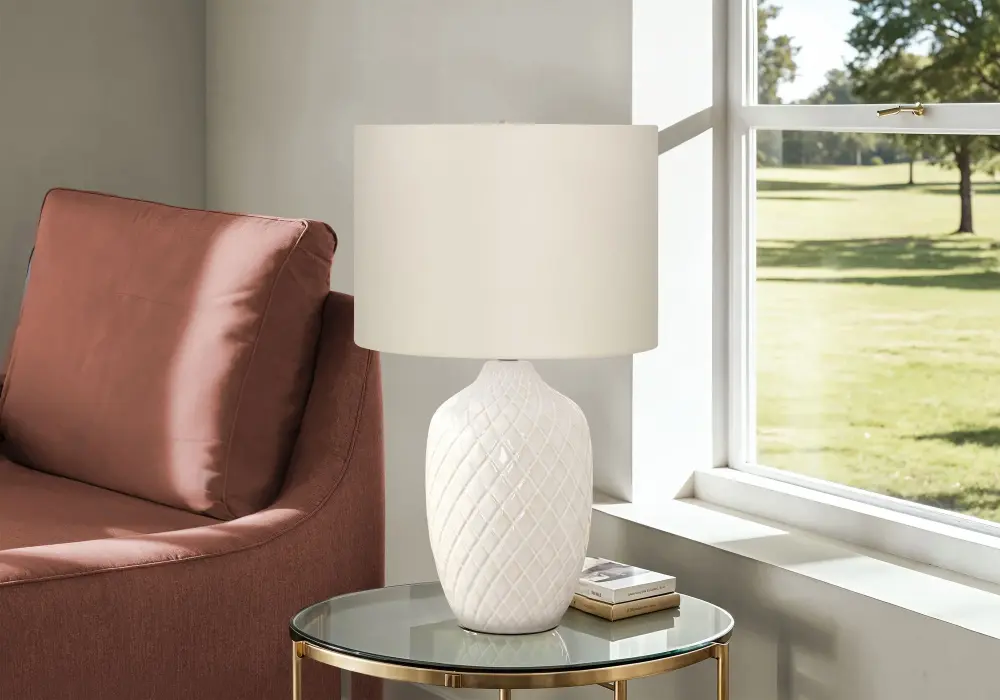 Lighting, Table Lamp, Transitional - Cream 60W Equivalent Bulb