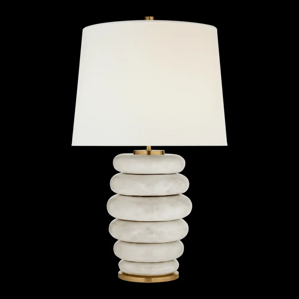 Phoebe Stacked Table Lamp - Antiqued Chalk Linen Shade