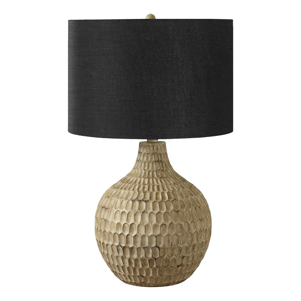 Table Lamp Taupe Resin Black Shade, 25"