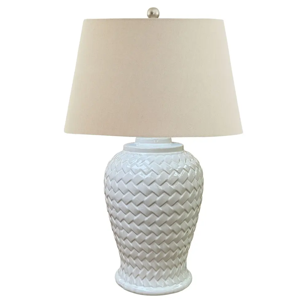 Woven Ceramic Table Lamp Flax Shade