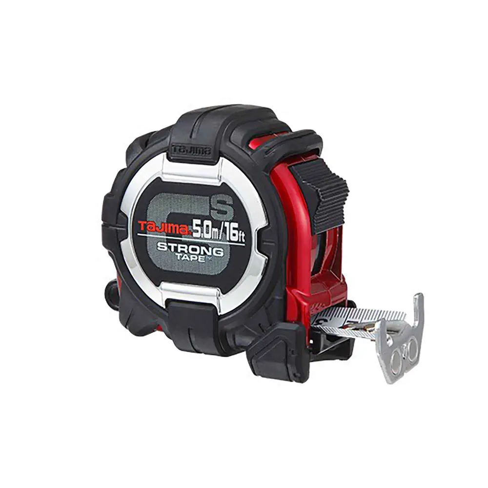 GS-Lock Tape Measure HORNED Magnetic Hook Supports Clip, 16' / 5 m Fractional Readout