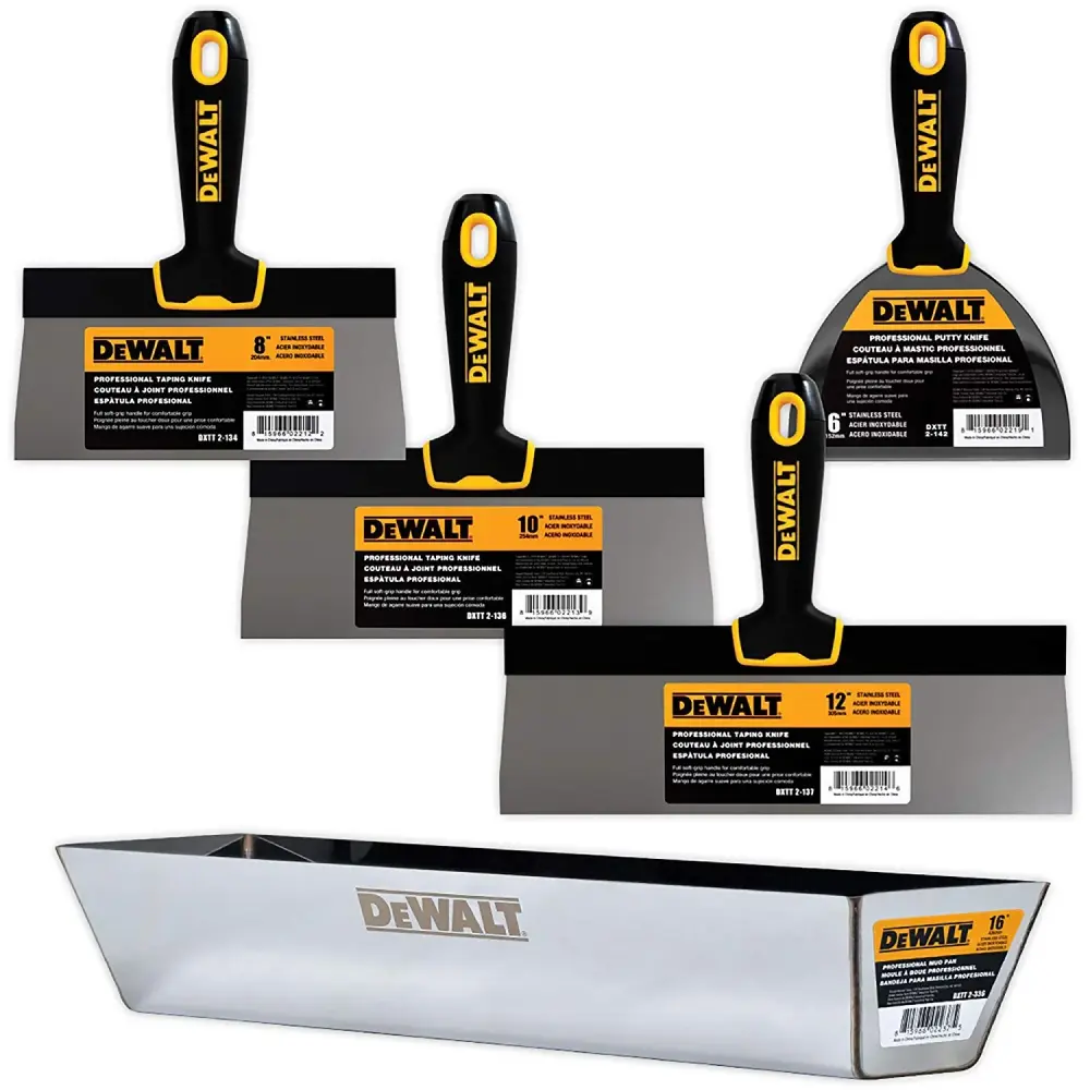Canvas Drop Cloth DeWalt Durable metal Steel Taping Knife & Mud Pan Set DXTT-3-173