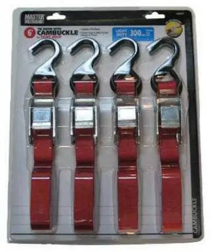 Master Mechanic MM27 Cambuckle Tie Down 1" x 6' 4-Pack Securing Loads