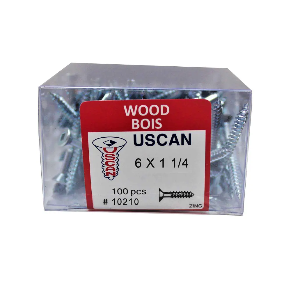 Zinc Plated Flat Head Wood Screw, #6 x 1-1/4" (100 Units)