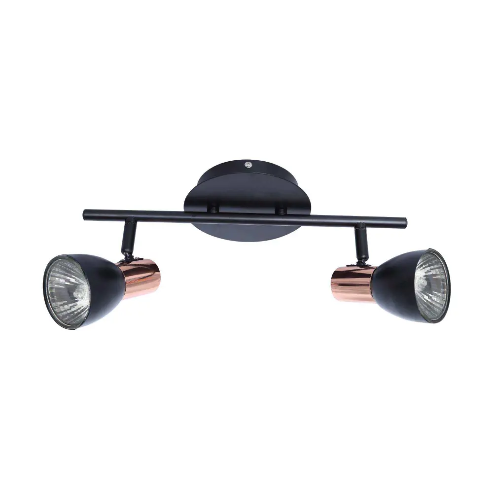 Black and Copper Riviera 2-Lights Track Light, 16.1" x 6.6"