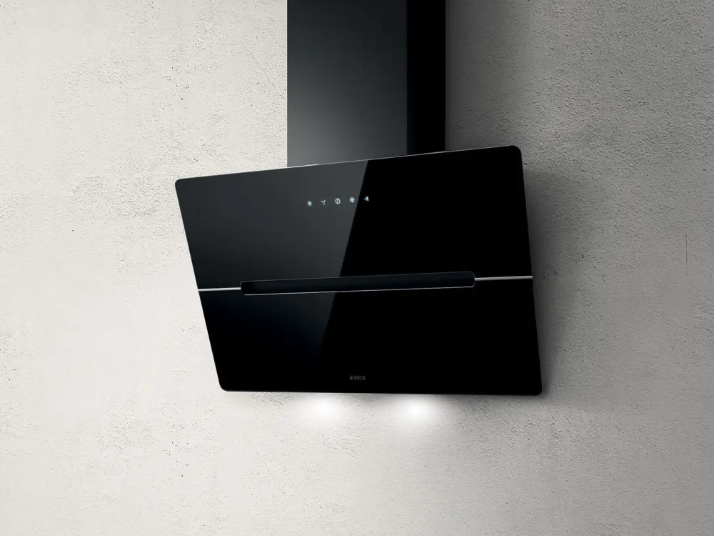 Elica wall hood WISE 60 BK BL//60 (exhaust / recirculation) black head-free 60cm LED lighting, glass front, alloy filter, ...