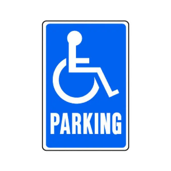 Hy Ko HW 13 Heavy Duty Aluminum Handicapped Parking Sign Blue White 12x18 Inch ADA Compliance Hy-Ko