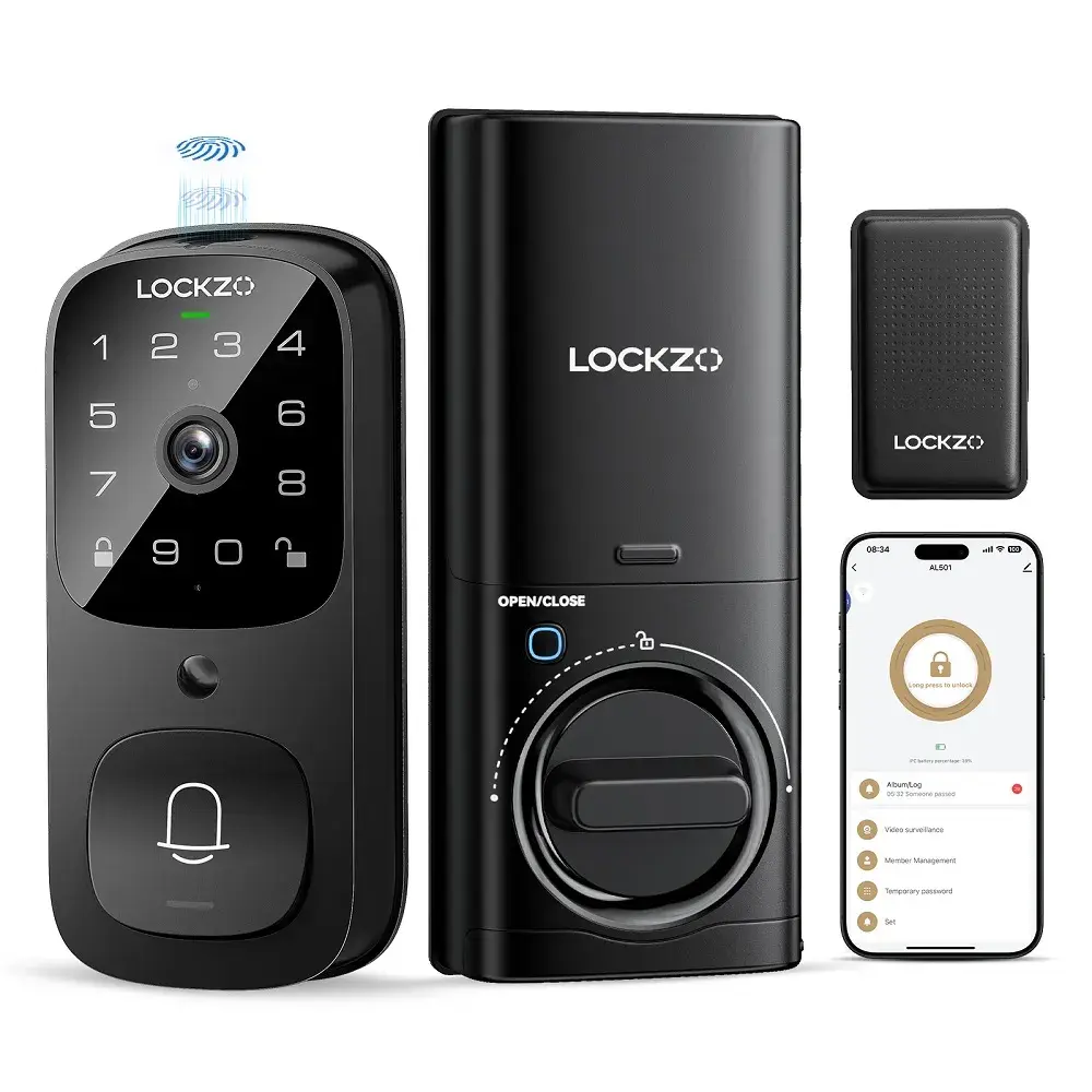 Multi-Camera Lockzo AL501 Video Automated Lock Doorbell Built- WiFi Camera