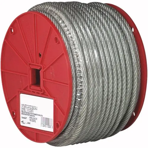 Campbell 3/32" 7 x 7 Cable Clear Vinyl Coated to 3/16" 250 Feet per Reel Versatile Use Campbell Chain u0026 Fittings