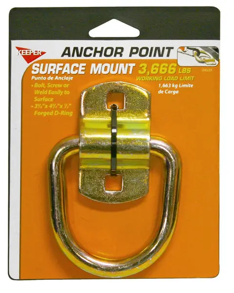 Keeper 04529 Surface-Mount Wire Ring Bracket Anchor Point 3-3/8 Inches 3666 Lb Capacity