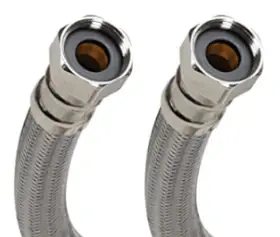 3/4" FIP X 18" FLUIDMASTER FLEX STAINLESS CHROMED NO-BURST WATER HEATER CONNECTORS