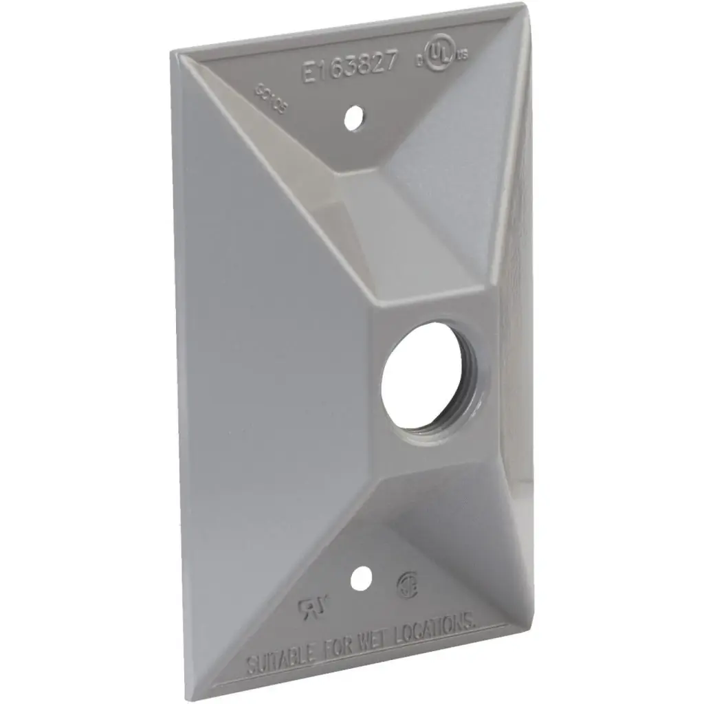 Bell Single Gang Rectangular Die-Cast Metal Gray Weatherproof Outdoor Box Cover