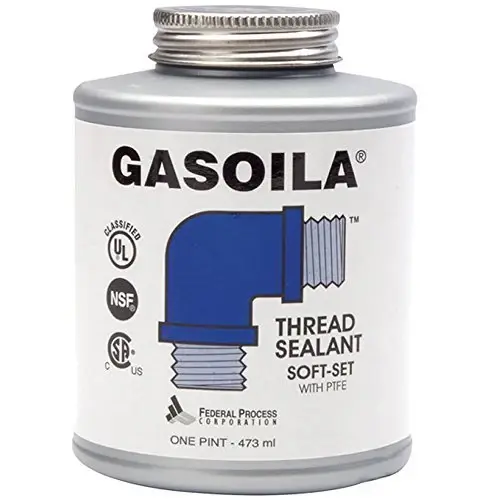 Gasoila Soft-Set PTFE Pipe Thread Sealant – Non-Hardening Paste Metal & Polymer, 1 Pint Brush Cap – Reliable Leak Prev...