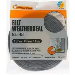 1-1/4 Inch x 3/16 Inch x 17 Feet Felt Weatherstrip Insulation Frost King
