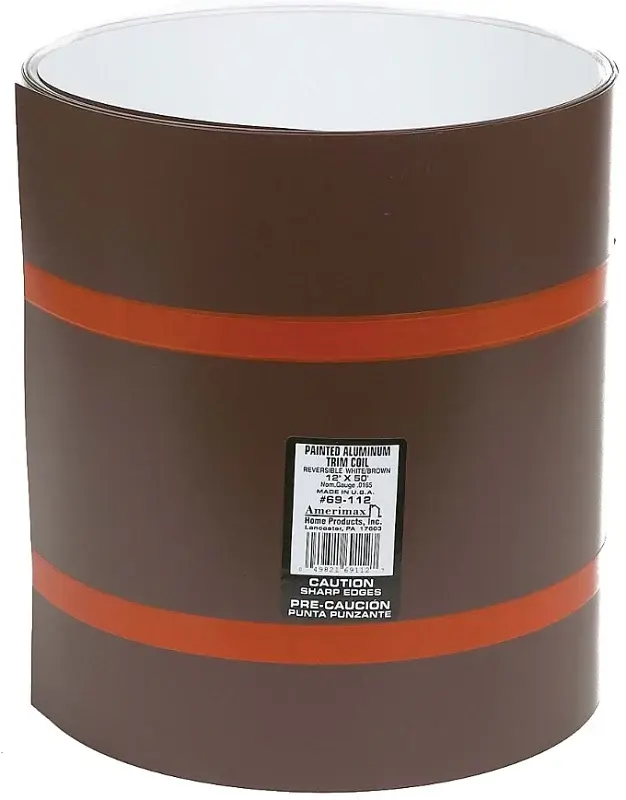 Amerimax 69110 Trim Coil, Brown/White, 0.0167 Plush, 50 ft L, 0.018, Aluminum, Painted