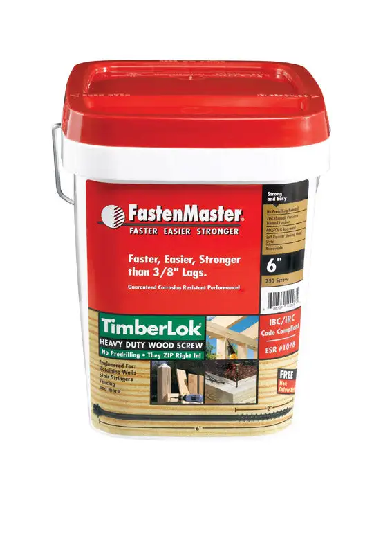FastenMaster TimberLOK No. 10 X 6 Inch Hex Epoxy Coarse Wood Screws 250 Pack